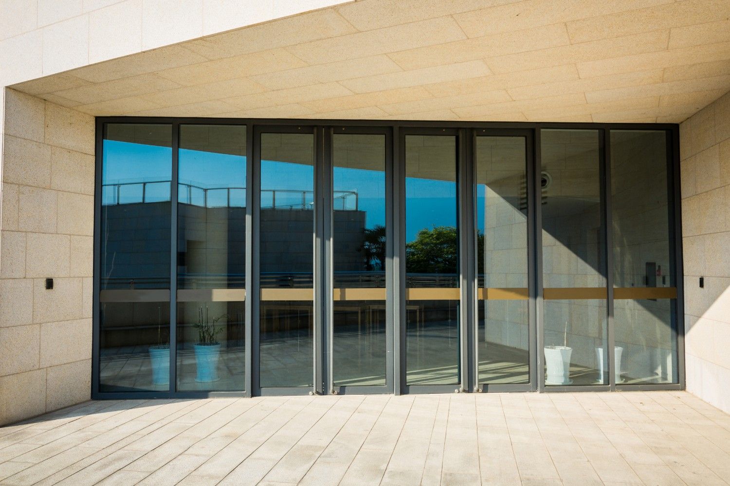 Sliding Glass Doors Commercial Building Abu Dhabi